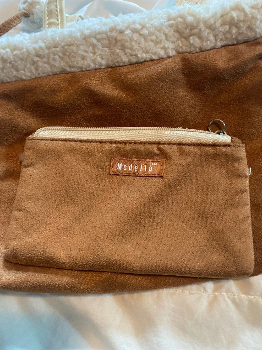 Tan Modella hand bag with change purse